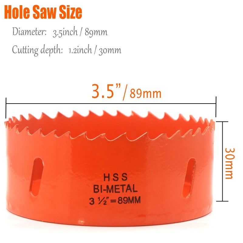 Koopi 3-1/2"" BI-Metal Hole Saw with Arbor and Replacement Pilot Drill Bit  89mm Diameter Hole Cutter for Easily Drilling Wood  Plastic  Thin Metal(3.5 inch) - Image 2